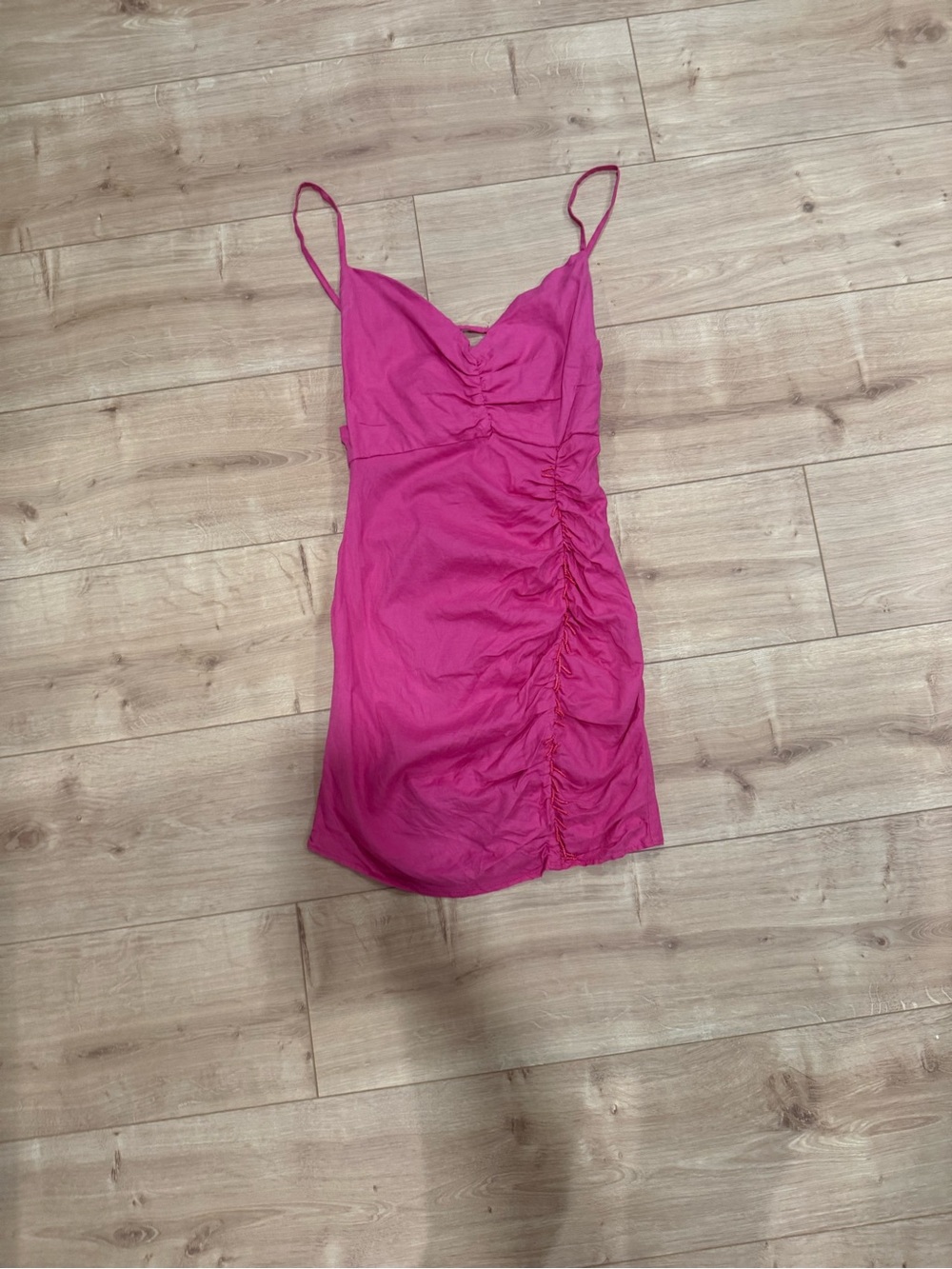 Zara Hot Pink Ruched Mini Dress - Picture 1 of 5
